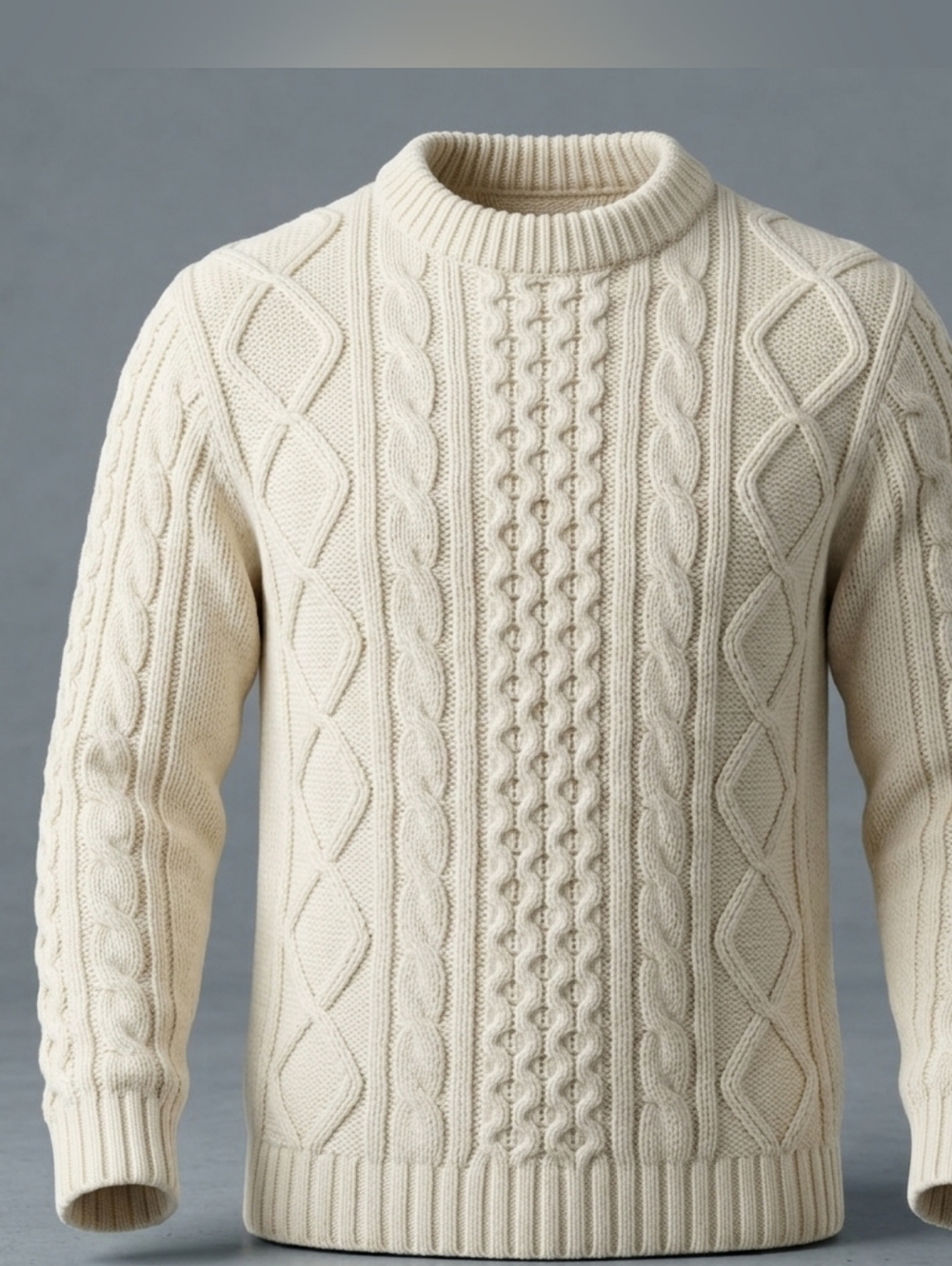 Vintage Thunderbird Cable Knit Crew Neck Women's White Capsule Sweater Size M-L